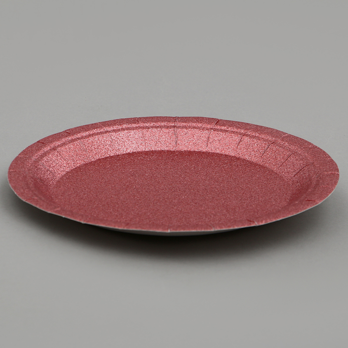 фото Тарелки бумажные «блёстки», 6 шт, цвет бордовый страна карнавалия