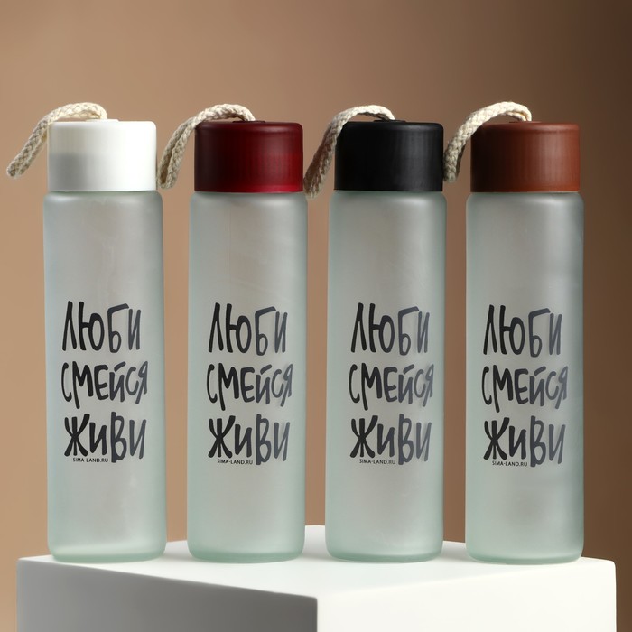 фото Бутылка для воды «люби, смейся, живи»,стекло, цвет микс , 350 мл svoboda voli