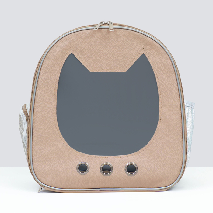 фото Рюкзак для переноски "котик", прозрачный, 32 х 21 х 35 см, бежевый пижон