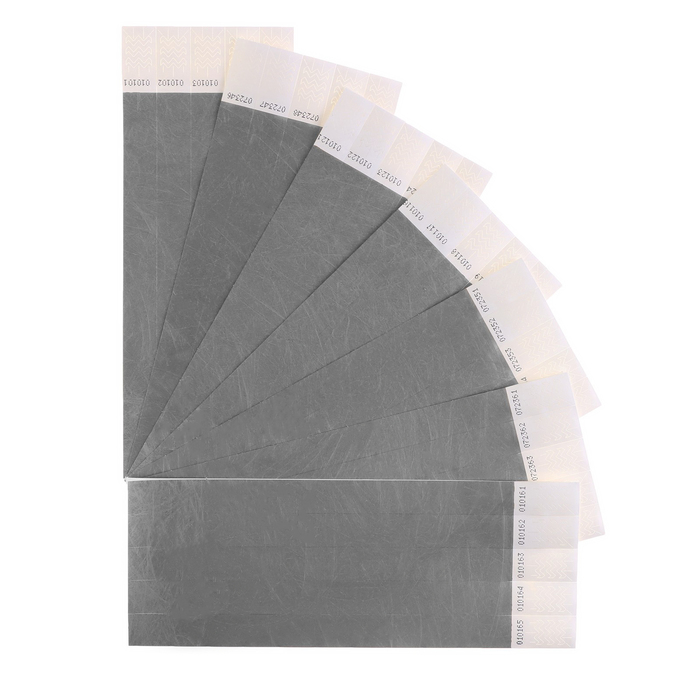 фото Бумажный контрольный браслет "серебряный" tyvek