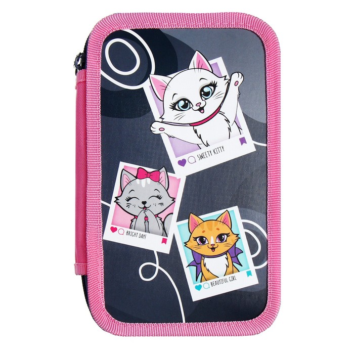 фото Пенал 3 секции, 125 х 205 мм х 55 мм, calligrata 30п26/3 "котята", ламинированный картон