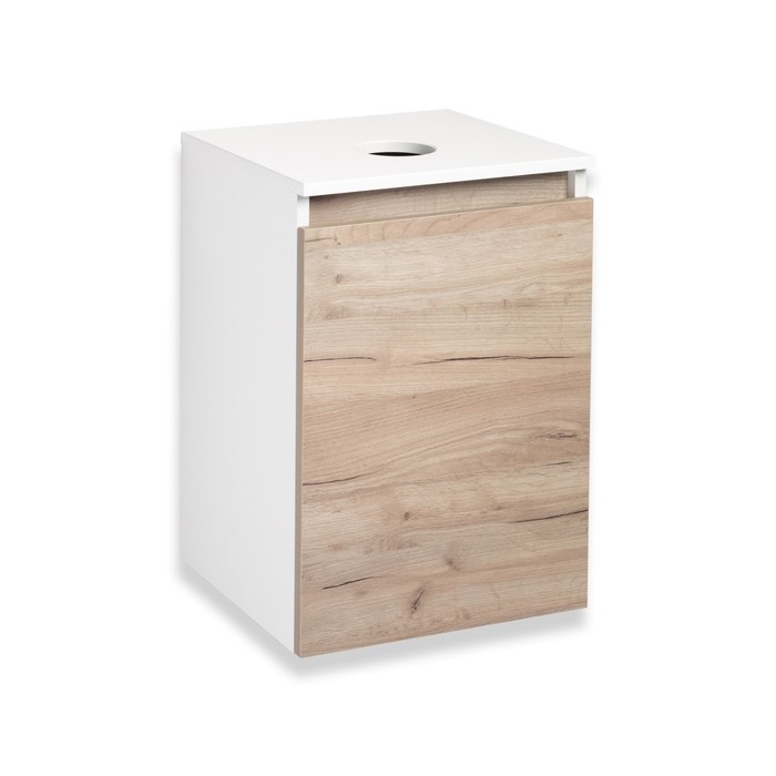 фото Тумба для ванной комнаты "бари 40" крафтовый дуб, с раковиной "duo 38" 35 х 40 х 72 см runo