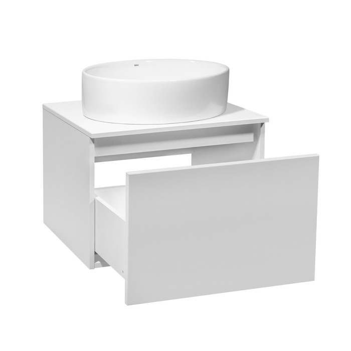 фото Тумба для ванной комнаты runo "бари 60" белый, с раковиной "ovale 50" 45 х 60 х 54 см