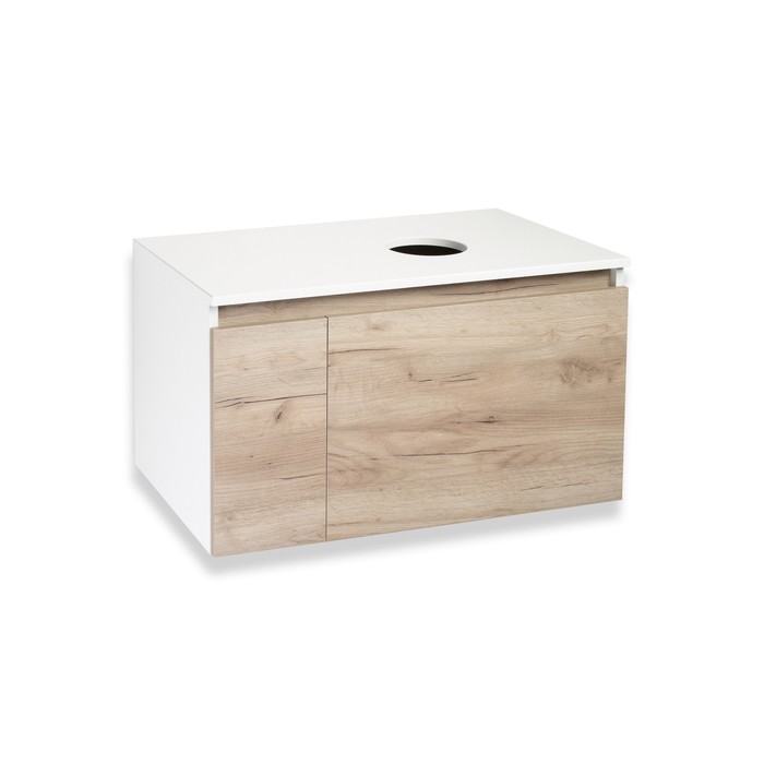 фото Тумба для ванной комнаты "бари 80" крафтовый дуб, с раковиной "palla d41" 45 х 80 х 58 см runo