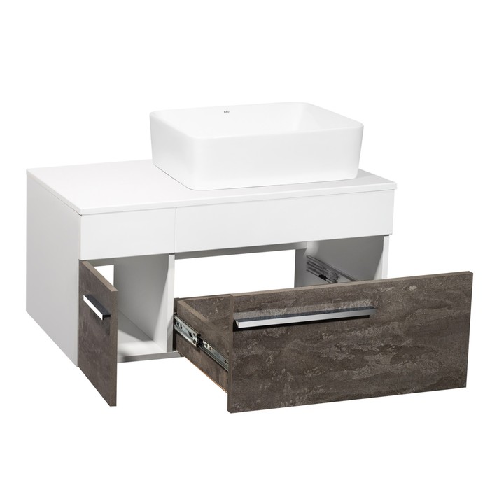 фото Тумба "вудлайн 65" подвесная, железный камень с раковиной "tre" 48 х 37, 45 х 65 х 53 см runo