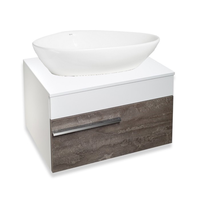 фото Тумба "вудлайн 65" подвесная, железный камень с раковиной "terzo 60" 45 х 65 х 53 см runo