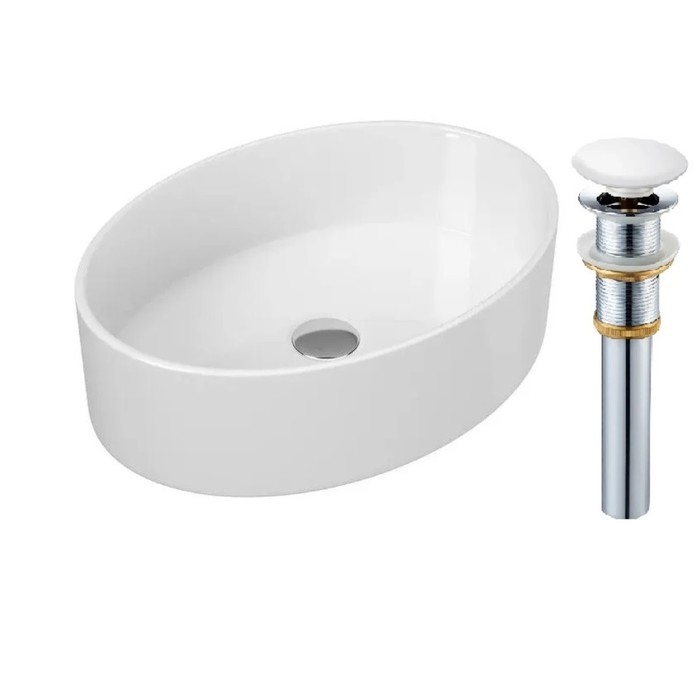 фото Тумба "вудлайн 65" подвесная, скандинавский дуб с раковиной "ovale 50" 45 х 65 х 49 см runo