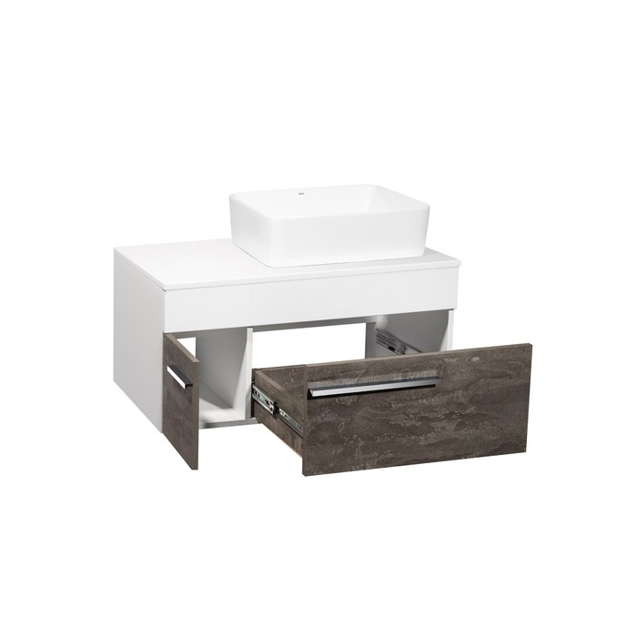 фото Тумба "вудлайн 85" подвесная, железный камень с раковиной "tre" 48 х 37, 45 х 85 х 53 см runo