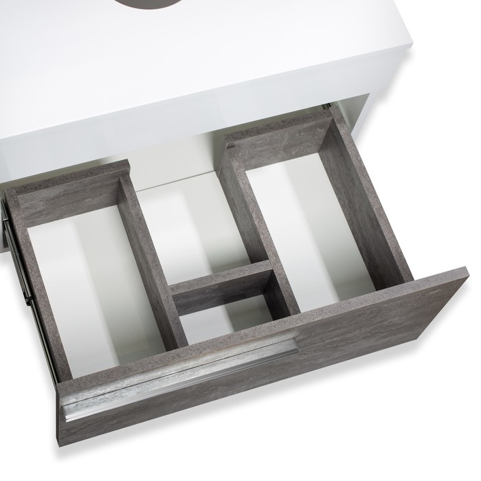 фото Тумба "вудлайн 85" подвесная, железный камень с раковиной "palla d41" 45 х 85 х 54 см runo