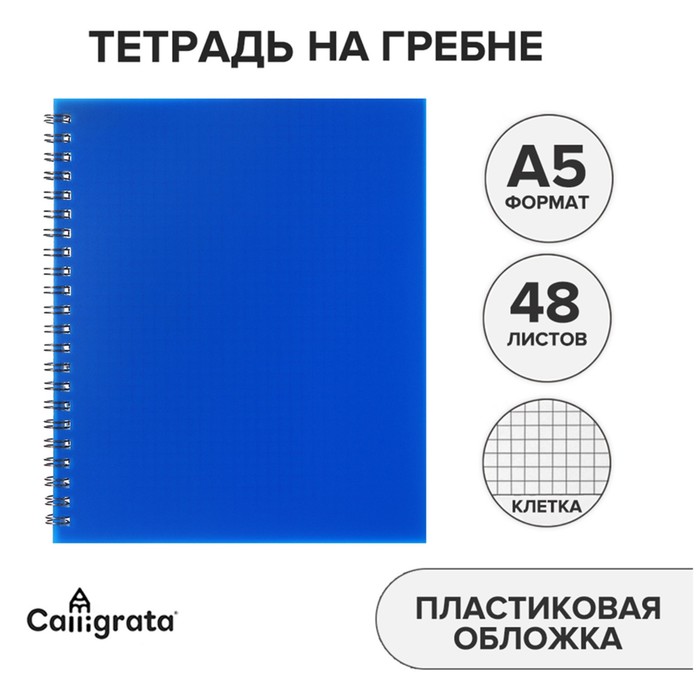 Тетрадь на гребне A5 48 листов в клетку Calligrata Синяя, пластиковая обложка, блок офсет
Тетрадь на гребне A5 48 листов в клетку Calligrata Синяя, пластиковая обложка, блок офсет