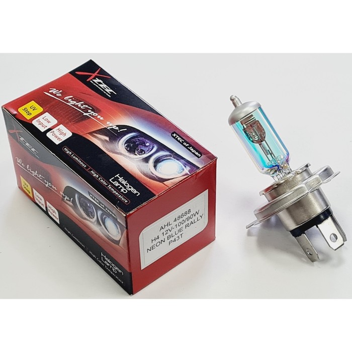 Лампа галогенная H4 12 В, 100/90W, P43t, Neon Blue Rally, белый свет, голубой оттенок
Лампа галогенная H4 12 В, 100/90W, P43t, Neon Blue Rally, белый свет, голубой оттенок