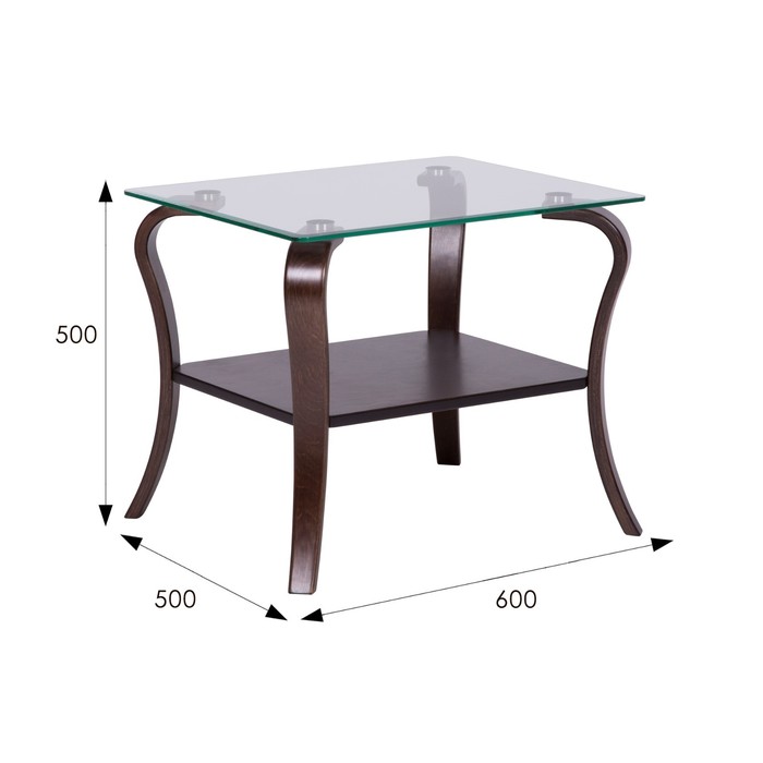 фото Стол журнальный шарм, 600x500x500, орех/стекло прозрачное