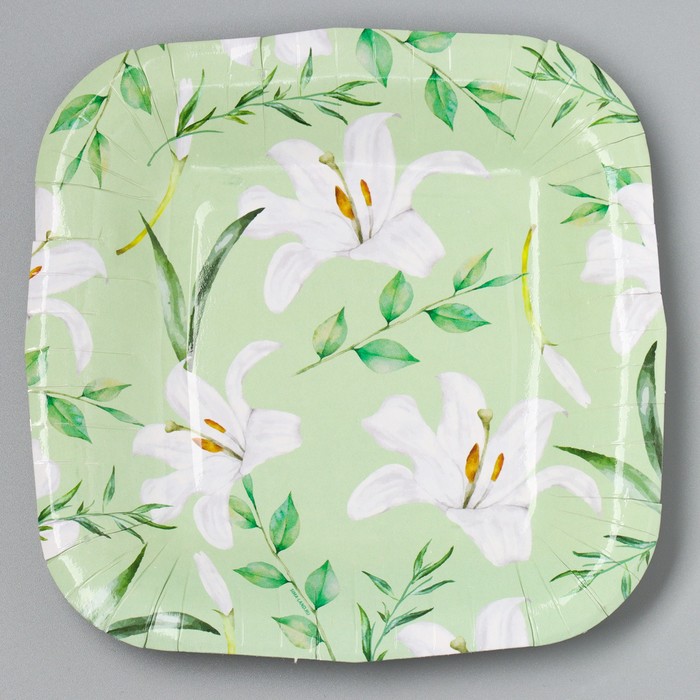 фото Тарелка бумажная квадратная "эко",цветы, 16,5х16,5 см страна карнавалия
