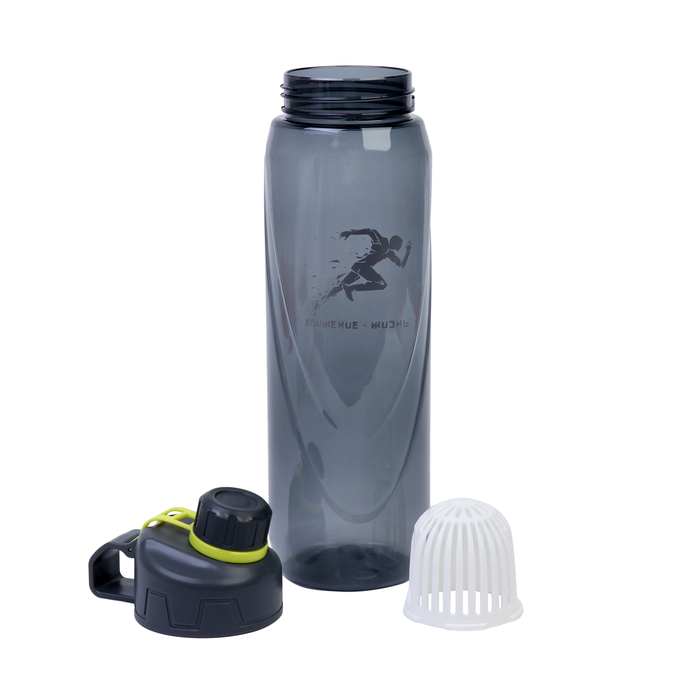 фото Бутылка для воды "движение - жизнь", 1 л, черная мастер к