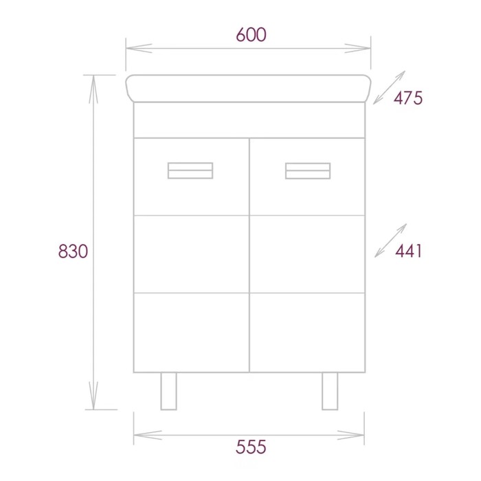 фото Тумба для ванной onika "балтика квадро" с раковиной santek "тигода 60" 60х47,5х83 см