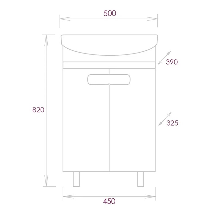фото Тумба для ванной onika "харпер 50" белый с раковиной cersanit "carina50" 50х39х82 см