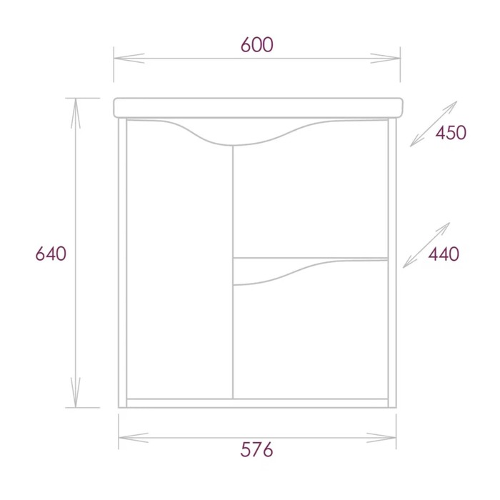 фото Тумба для ванной подвесная onika "брендон 60" с раковиной santek "миранда 60" 60х45х64 см