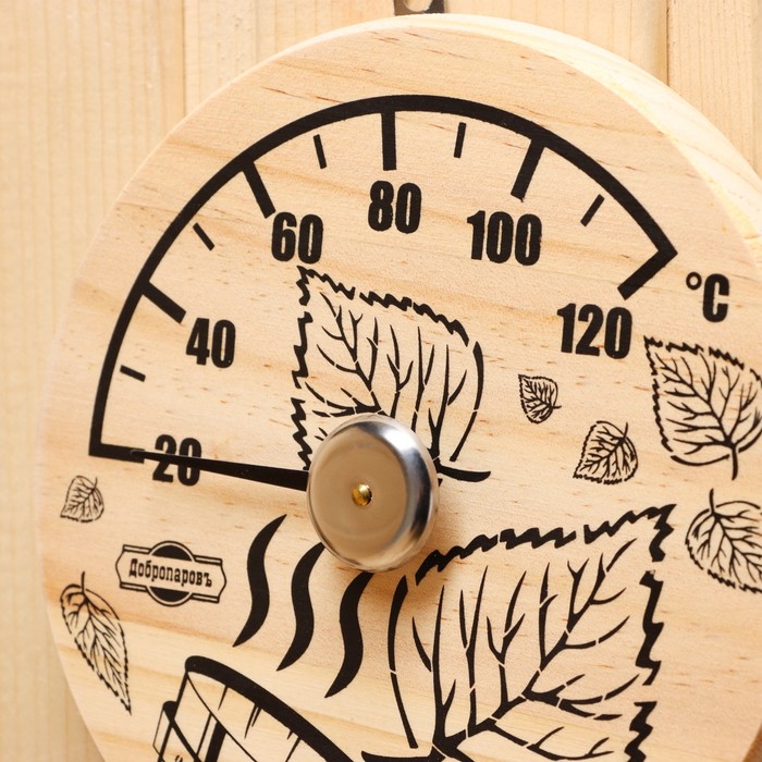 фото Термометр для бани "листья", деревянный, d=14 см, добропаровъ