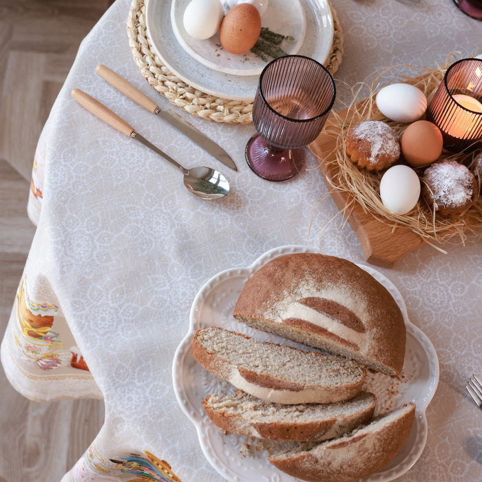 фото Скатерть "этель" пасхальные куличи d=148 см, 100% хл, саржа 190 гр/м2