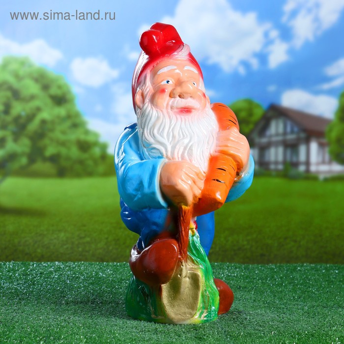 Садовая фигура "Гном с морковью" 23х22х43см МИКС