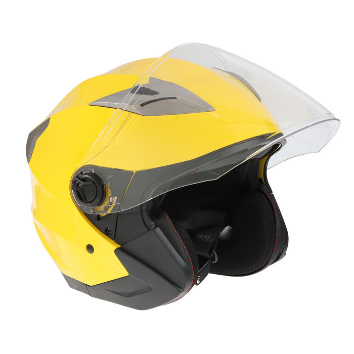 фото Шлем открытый с двумя визорами, размер m, модель - bld-708e, желтый глянцевый
