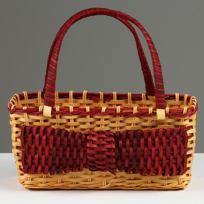 фото Корзина плетеная, с бантом, 27 х 13 х 11/24 см, секвойя