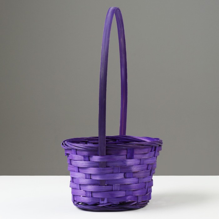 фото Корзина плетеная, d17 х 9 х 30 см, фиолетовая, бамбук