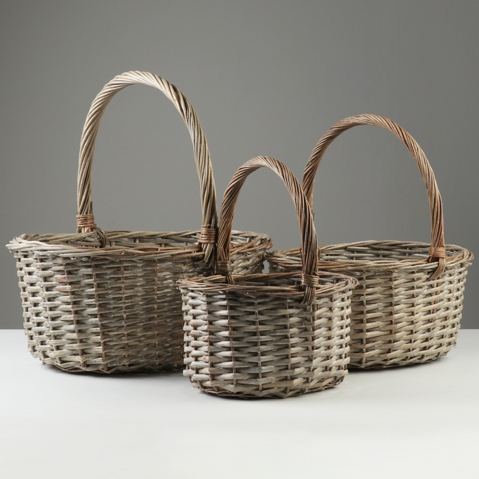 Набор корзин плетеных, 42x32x19/39 см, 33x26x16/33 см, 25x20x14/26 см, 3 шт, серые, ива
Набор корзин плетеных, 42x32x19/39 см, 33x26x16/33 см, 25x20x14/26 см, 3 шт, серые, ива