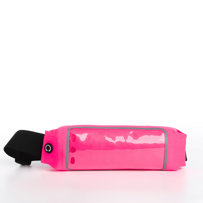 фото Сумка поясная на молнии, светоотражающие элементы, цвет розовый