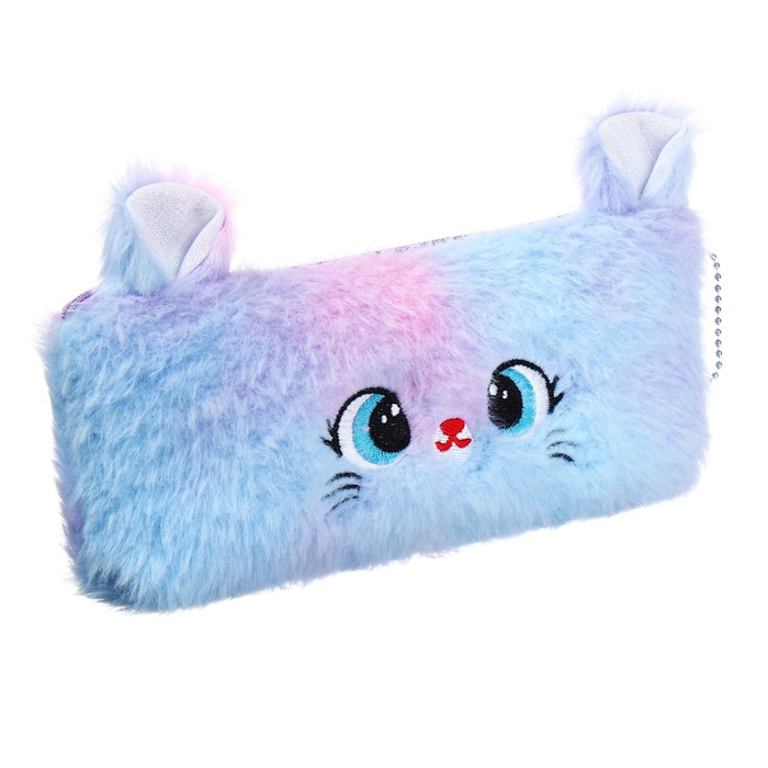 фото Пенал школьный на молнии меховой микс мышка calligrata