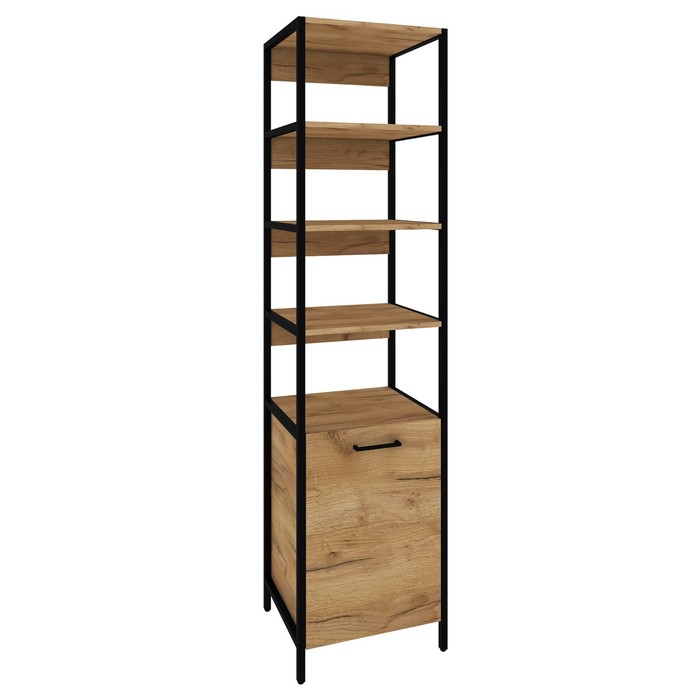 фото Пенал-стеллаж лофт dq siti, 450*400*1800, черный муар/дуб табачный лдсп