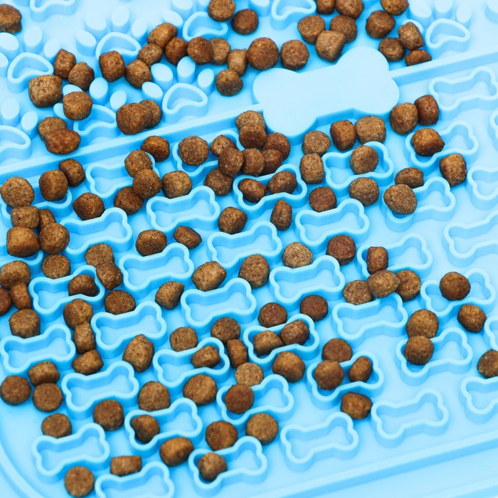 фото Коврик для лизания на присосках 20 х 20 х 1 см, голубая пижон