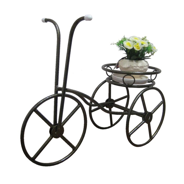 фото Подставка для цветов, напольная, на 1 горшок, чёрная, «велосипед малый»