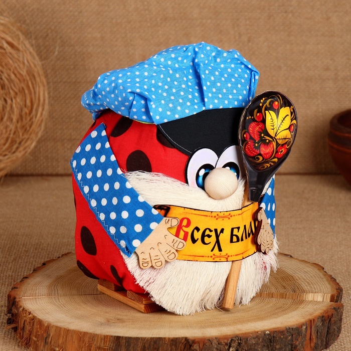 фото Домовой санёк "всех благ", с ложкой, 19 х 17 см, микс