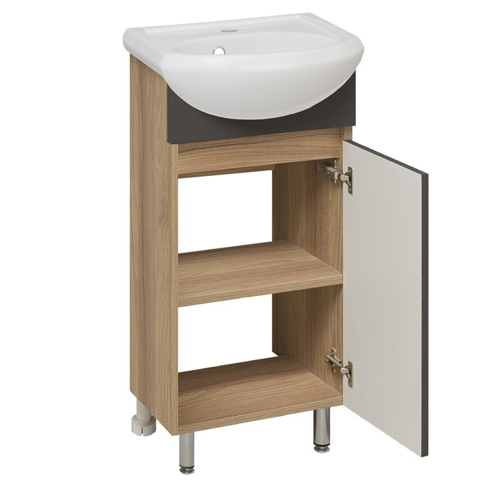 фото Тумба для ванной комнаты "лада 40" графит, с раковиной "mango 40" 20,8 х 38,6 х 80 см runo