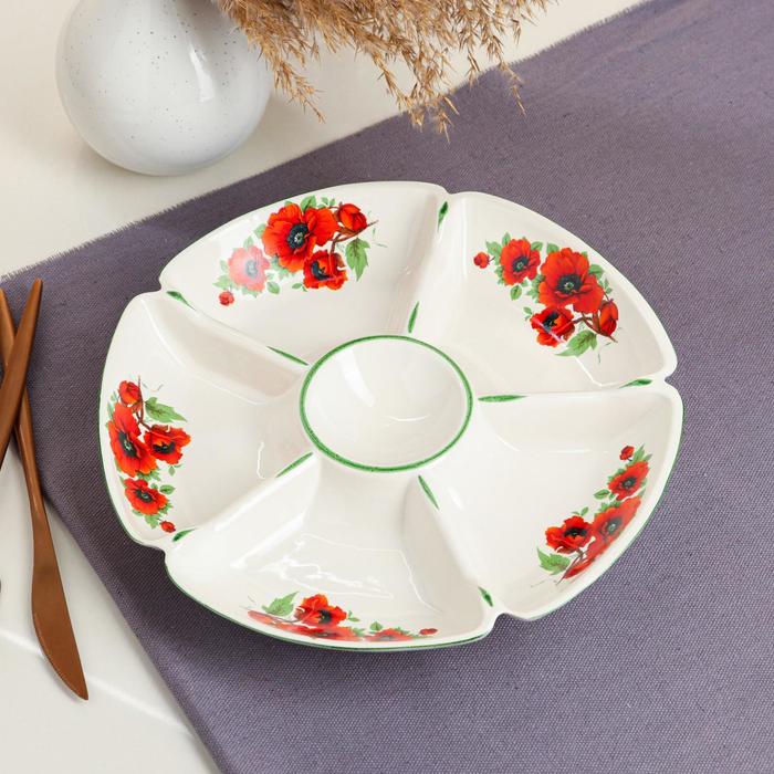 Менажница "Цветы", 6 отделений, белая, деколь микс
Менажница "Цветы", 6 отделений, белая, деколь микс