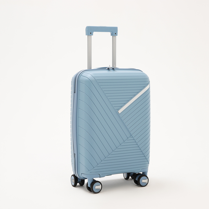фото Чемодан малый 20", отдел на молнии, кодовый замок, 4 колеса, цвет голубой