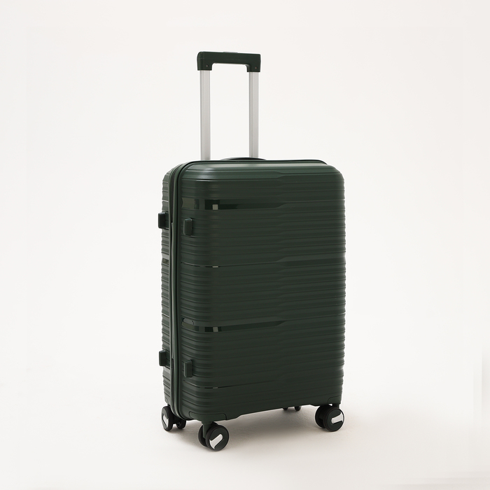 фото Чемодан малый 24", отдел на молнии, кодовый замок, 4 колеса, цвет зелёный