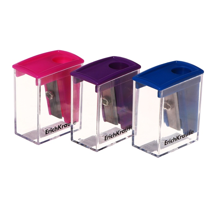 фото Точилка 1 отверстие erichkrause "city mini" vivid, с контейнером, пластиковая, микс