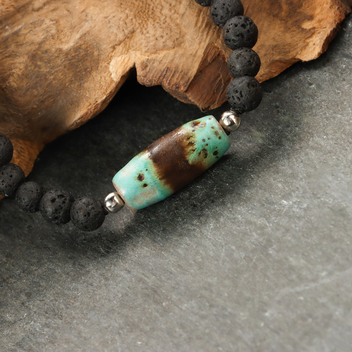 фото Браслет из лавы с бусиной дзи «будда медицины» №4