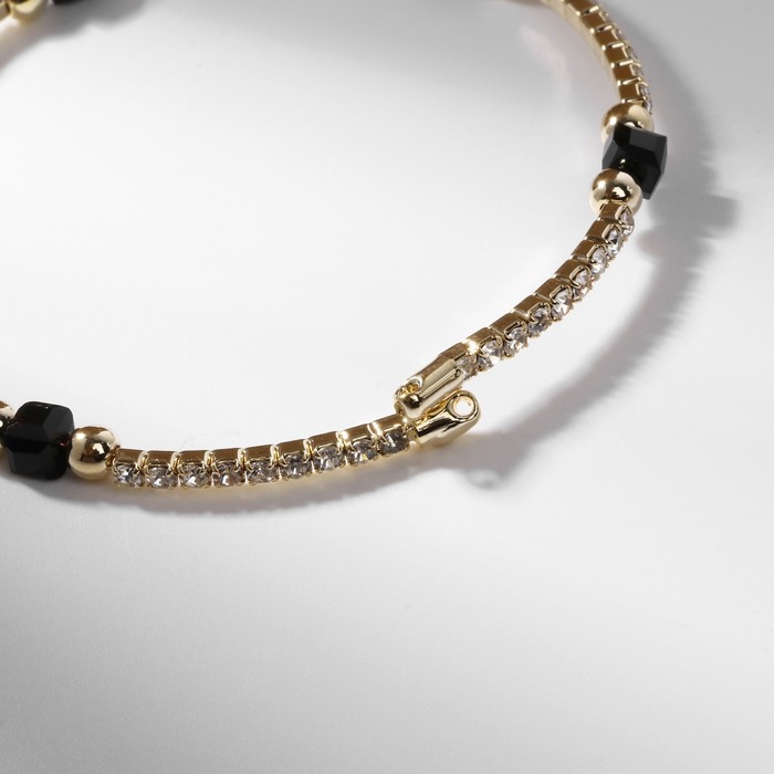 фото Браслет со стразами "ноэль" кубики, цвет бело-чёрный в золоте queen fair