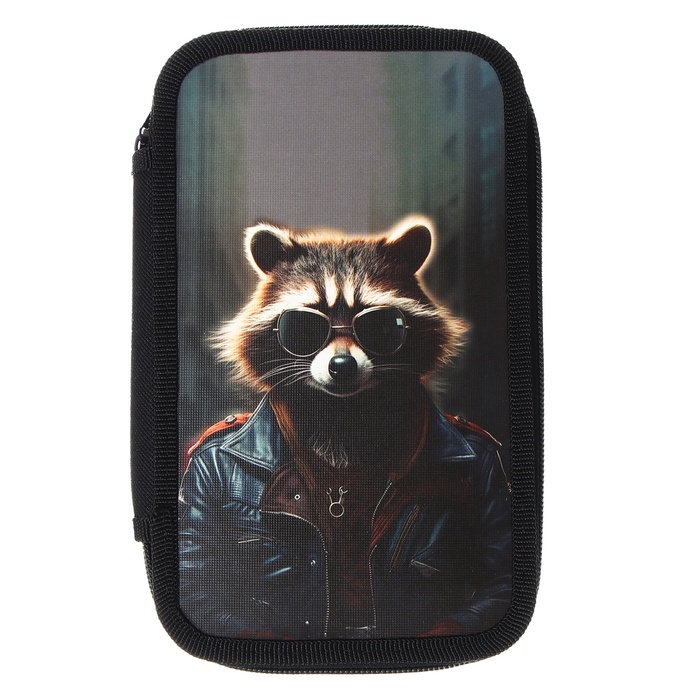 фото Пенал 2 секции, 125 х 205 х 40 мм, calligrata 30п26/2 "енот", ламинированный картон