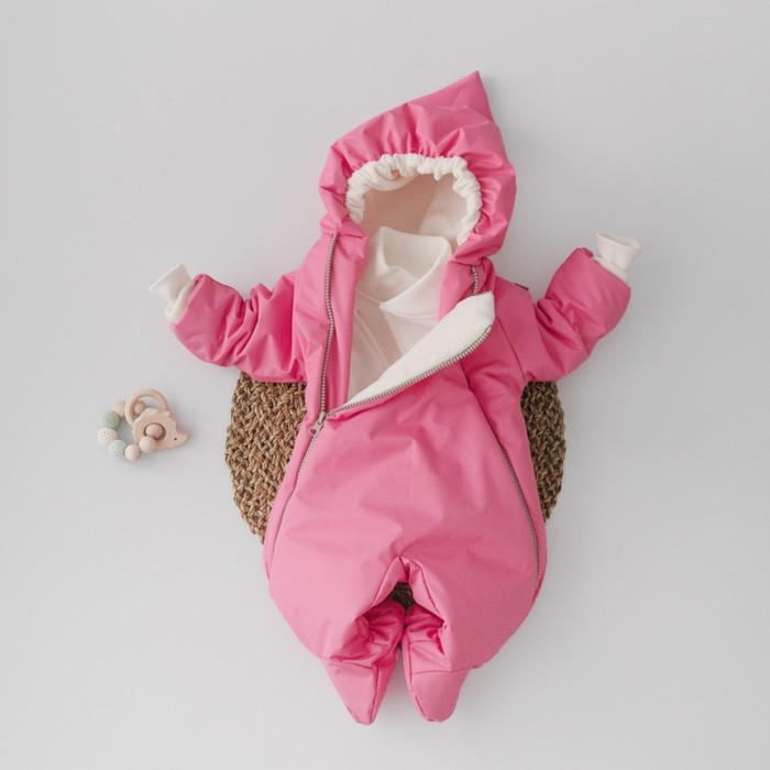фото Комбинезон демисезонный детский «новый домовёнок-1», рост 56-62 см, цвет розовая фуксия kinderlitto