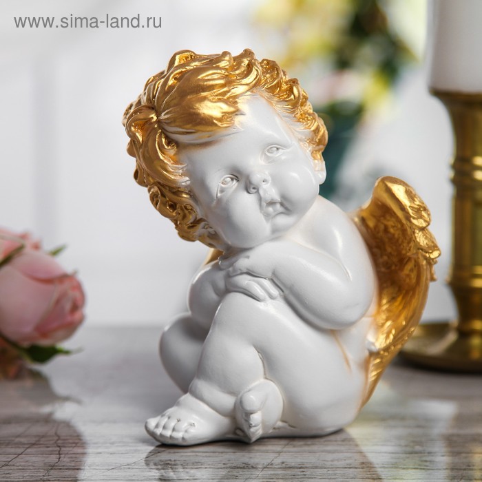 Сувенир "Ангел сидячий", белая с золотом, гипс, 17 см
Сувенир "Ангел сидячий", белая с золотом, гипс, 17 см