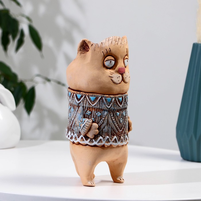 фото Сувенир керамика "кошка в кружевном платье" (ваза) h=21см v=0.7л