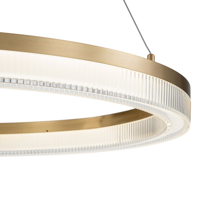 фото Светильник подвесной indigo, 14011/1p brass. 1х80вт, led, 6530лм, 3000-5700к, пульт ик, 600х600х148/1240 мм, цвет прозрачный