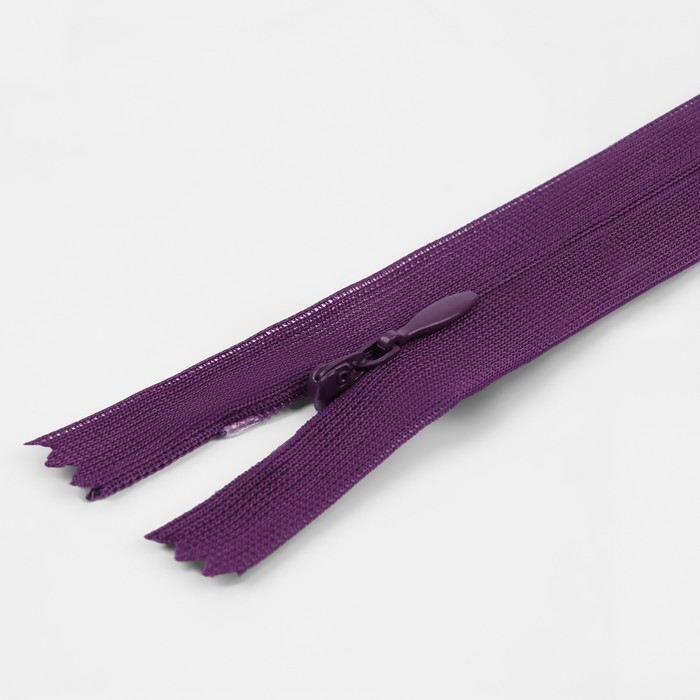 фото Молния потайная, №3, неразъёмная, замок автомат, 40 см, цвет баклажановый