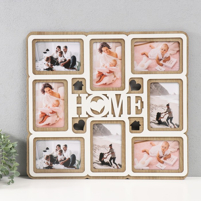 Фоторамка ЛХДФ "Home" 46х51 на 8 фото 10x15 см, цв. белый дуб (пластиковый экран)
Фоторамка ЛХДФ "Home" 46х51 на 8 фото 10x15 см, цв. белый дуб (пластиковый экран)
