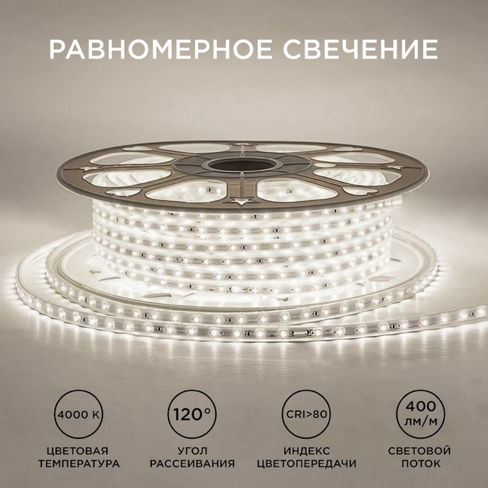 Светодиодная лента Apeyron 220В, 10x7 мм, SMD2835, 50 м, IP65, 6 Вт/м, 60 LED/м, 4000К
Светодиодная лента Apeyron 220В, 10x7 мм, SMD2835, 50 м, IP65, 6 Вт/м, 60 LED/м, 4000К
