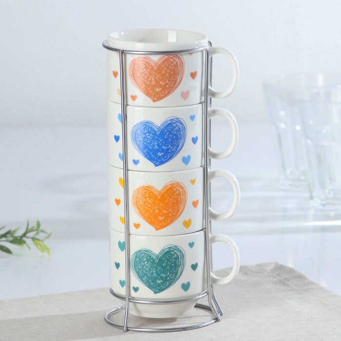 Набор кружек My Love, 180 мл, 4 шт, на металлической подставке
Набор кружек My Love, 180 мл, 4 шт, на металлической подставке